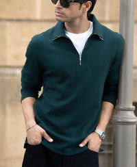 Pine Structured Zipper T-Shirt