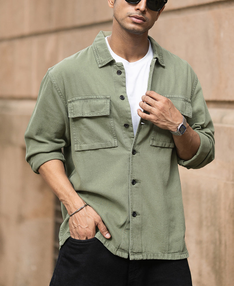 Olive Denim Overshirt