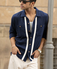 Navy Contrast Detail Shirt