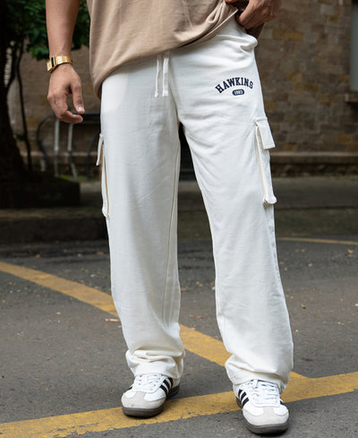 Cream Knit Cargo Trackpant