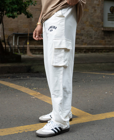 Cream Knit Cargo Trackpant