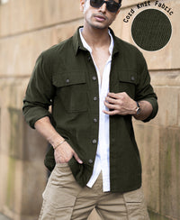 Olive Corduroy Shirt With Pockets 100% Cotton