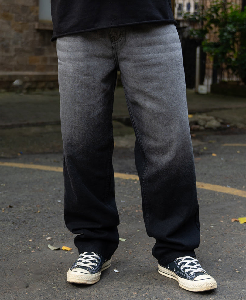 Grey Ombre Baggy Jeans