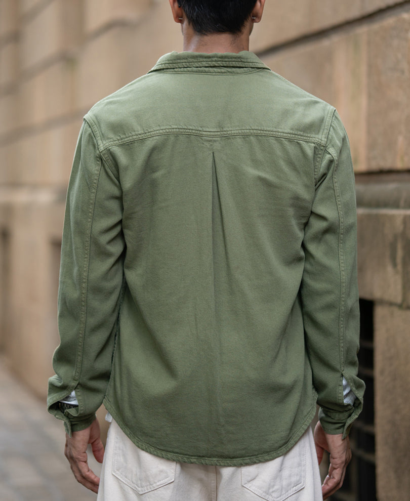 Green Textured Cotton Overshirt