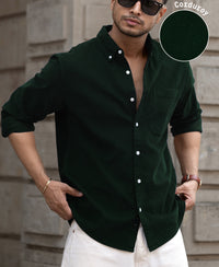 Dark Green Corduroy Buttondown Shirt 100% Cotton