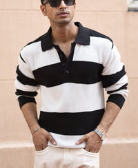 Black And White Knit Sweatshirt