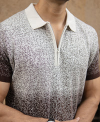 Dark Brown Ombre Jacquard T-Shirt