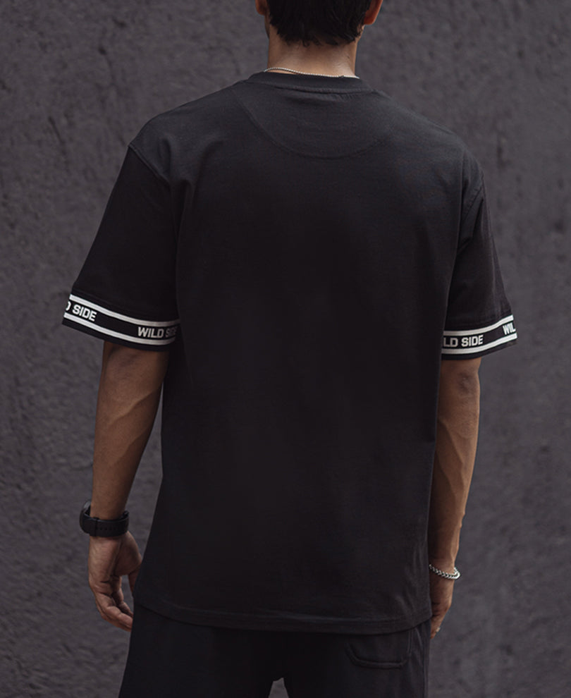 Black Underground Printed Oversized Half Sleeves T Shirt