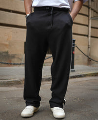 Black and Cream Striped Baggy Fit Track Pant