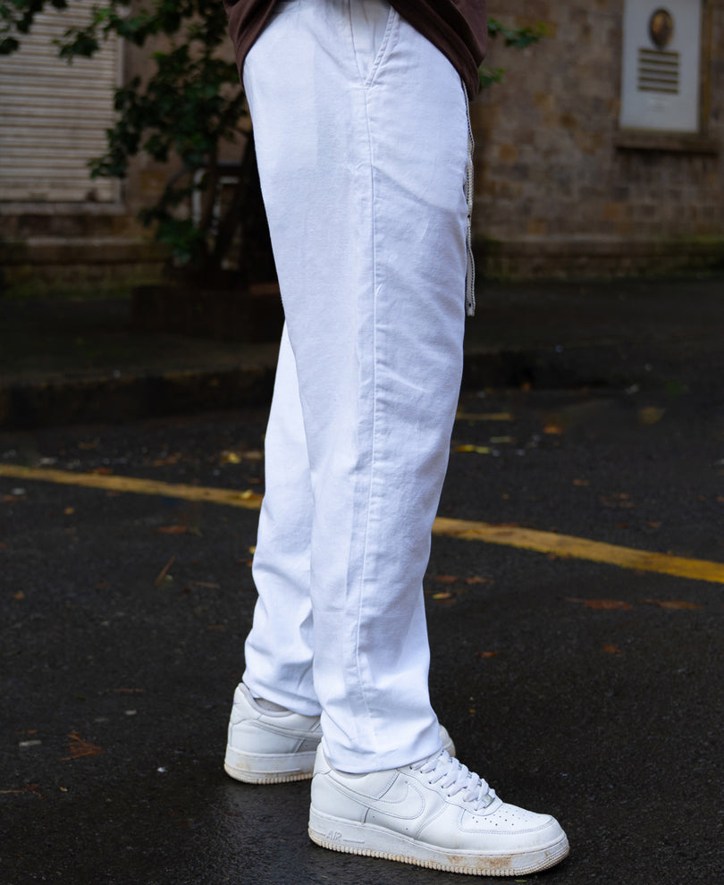 White Linen Pleated Trouser