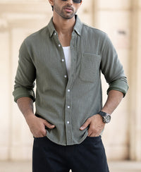 Agave Green Regular Fit Full Sleeves Shirt