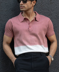 Brick Ombre Knit Polo T-Shirt
