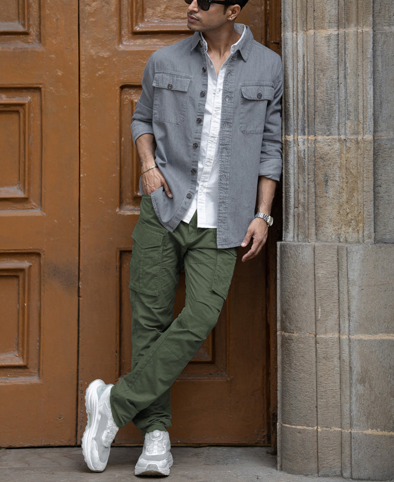 Mid Grey Washed Denim Shirt