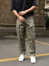 Olive Regular Fit Cotton Utility Cargo Pant