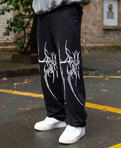 Black Graphic Printed Trackpant