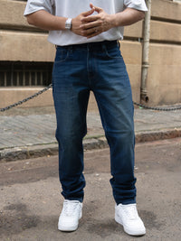 Dark Blue Washed Regular Fit Jeans