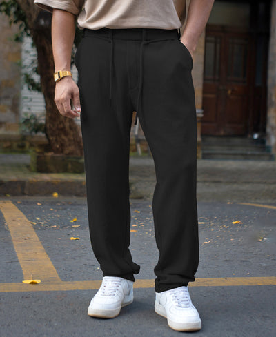 Black Corduroy Regular Fit Track Pant