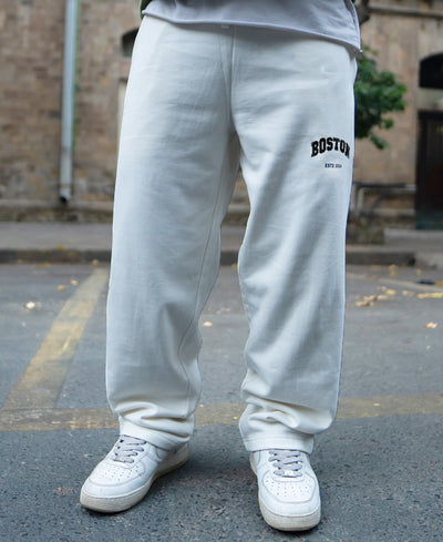 White Printed Baggy Track Pant
