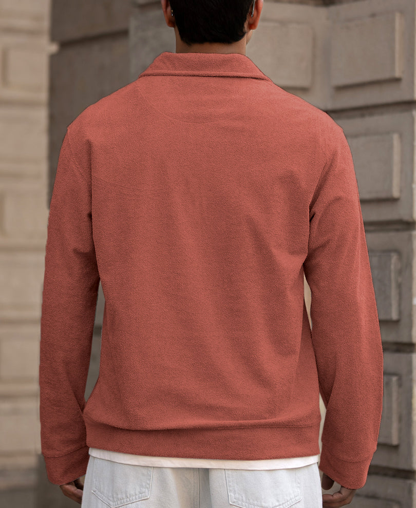 Brick Quarter Zip Polo T-Shirt