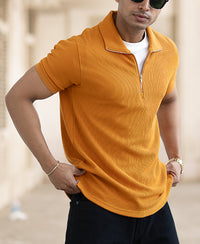 Mustard Regular Fit Half Sleeves T-Shirt