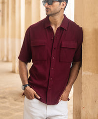 Wine Structured Shirt With Pockets
