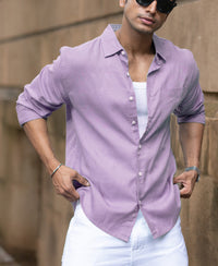 Light Lilac Linen Blend Shirt