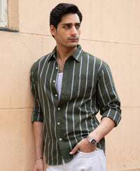 Olive Structure Stripe Shirt