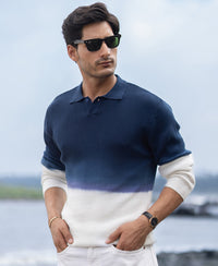 Dark Blue Knitted Ombre T-Shirt
