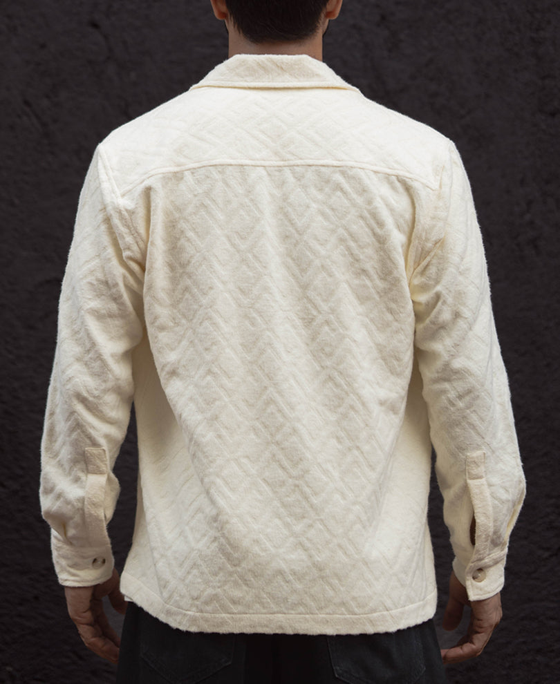 Cream Zip Style Full Sleeves Regular Fit Shirt