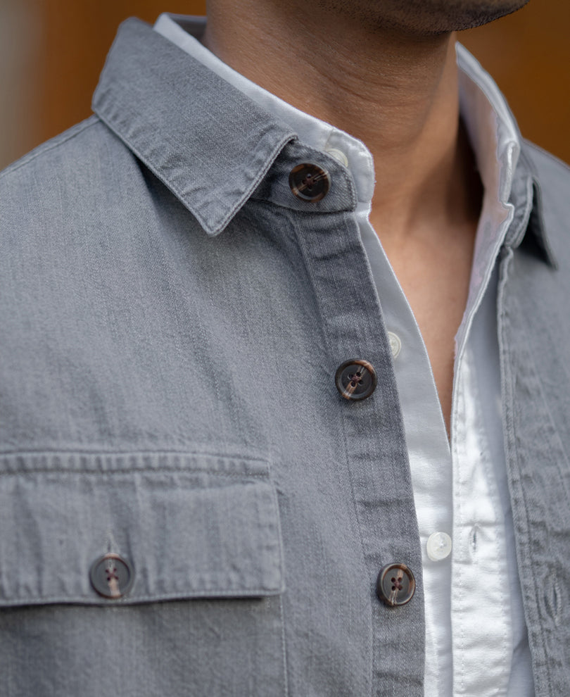 Mid Grey Washed Denim Shirt