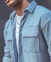 Sky Blue Chest Pocket Oversize Drop Shoulder Shirt