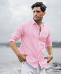 Pink Lightweight Cotton Stripe Shirt