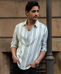 Green Strucured Stripe Shirt