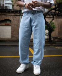 Ice Blue Basic Baggy Fit Denim Jeans