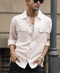 Cream Linen Double Pocket Shirt