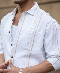 White Structured Striped Shirt 100% Cotton
