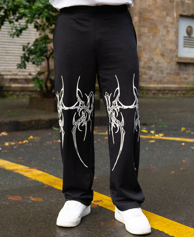 Black Graphic Printed Trackpant