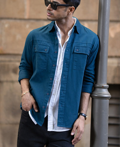 Royal Blue Structured Overshirt