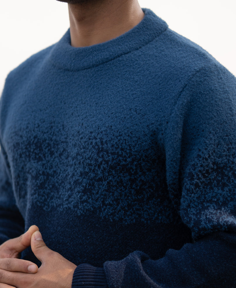 Navy Ombre Jacquard Knit Sweater