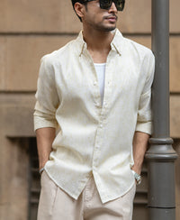 Pale Yellow Slub Stripe Shirt