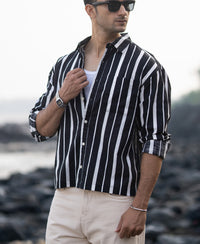 Black Lightweight Striped Shirt