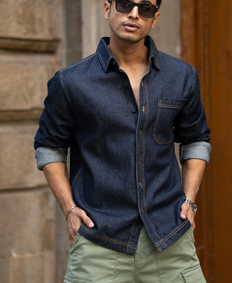 Indigo Denim Full Sleeves Overshirt
