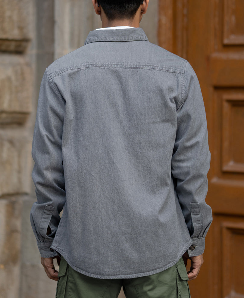 Mid Grey Washed Denim Shirt