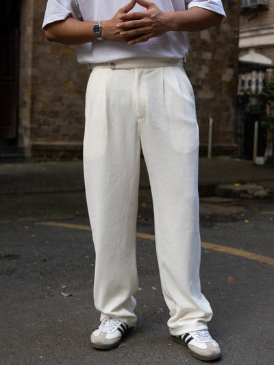 Cream Knitted Gurkha Pant