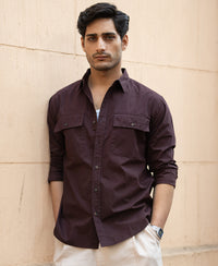 Wine Double Pocket Lightweight Shirt 100% Cotton