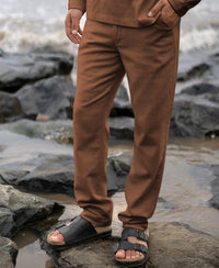 Brown Structured Cotton Trouser