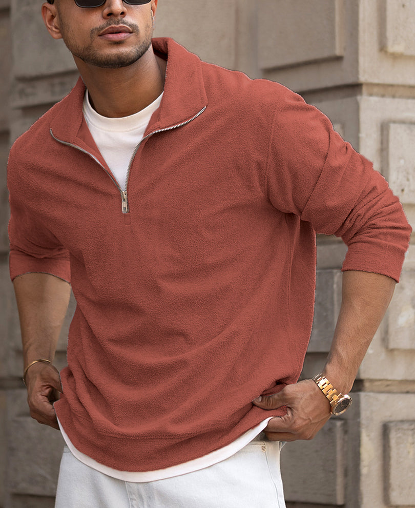 Brick Quarter Zip Polo T-Shirt