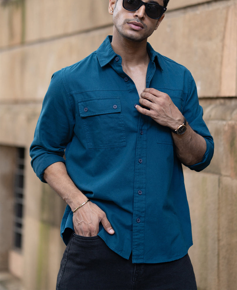 Royal Blue Structured Overshirt