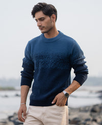 Navy Ombre Jacquard Knit Sweater