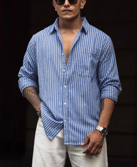 Blue Stripes Full Sleeves Shirt